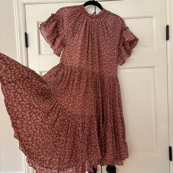 Ulla Johnson Clay Doris Dress Tiered Ruffle Vine Floral Print Size 2 - Picture 9 of 16